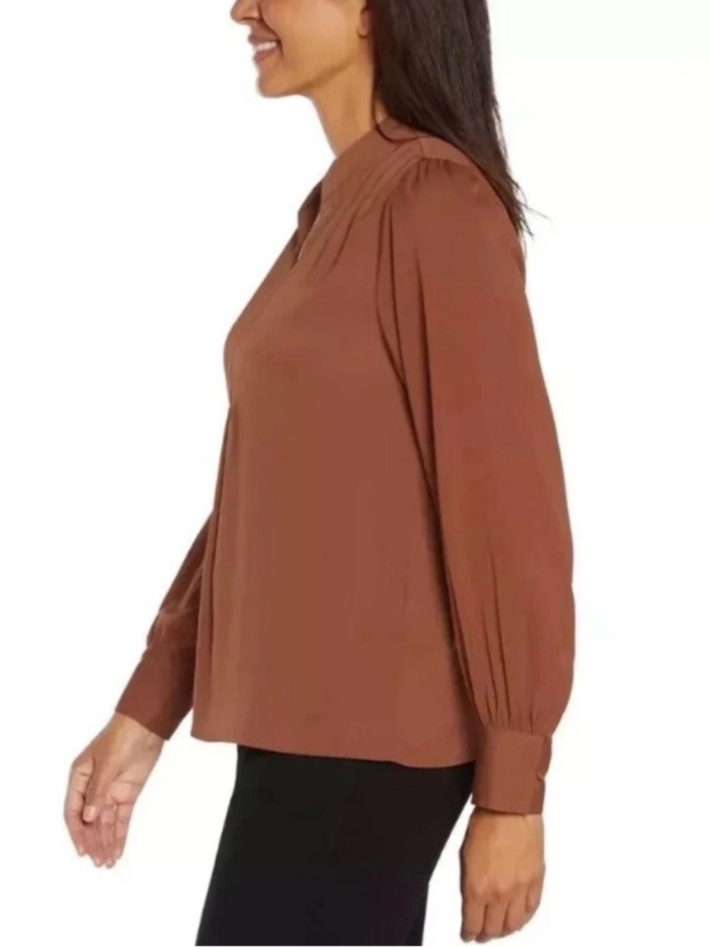 Banana Republic Rust Brown V-Neck Long Sleeve Blouse - Picture 5 of 7